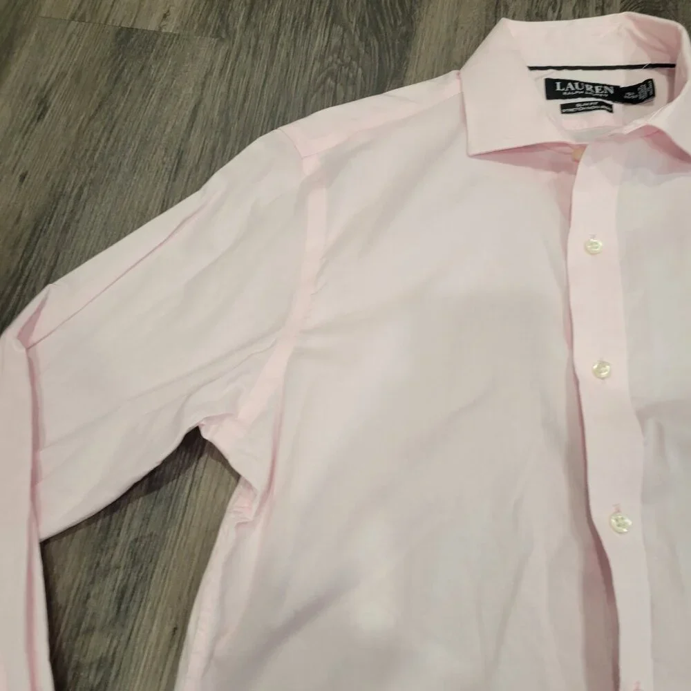 Polo Ralph Lauren Mens Pink Slim‎ fit Stretch 15.5 32/33